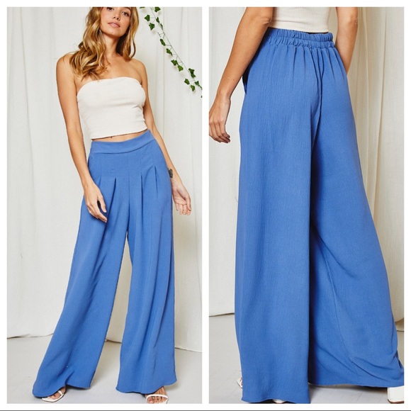 This Season Must Have! Pleated Solid Wide Leg Pants with Pockets - Picture 3 of 4